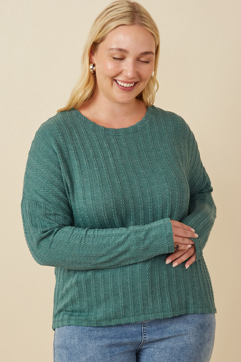 Cable Knit Banded Knit Top