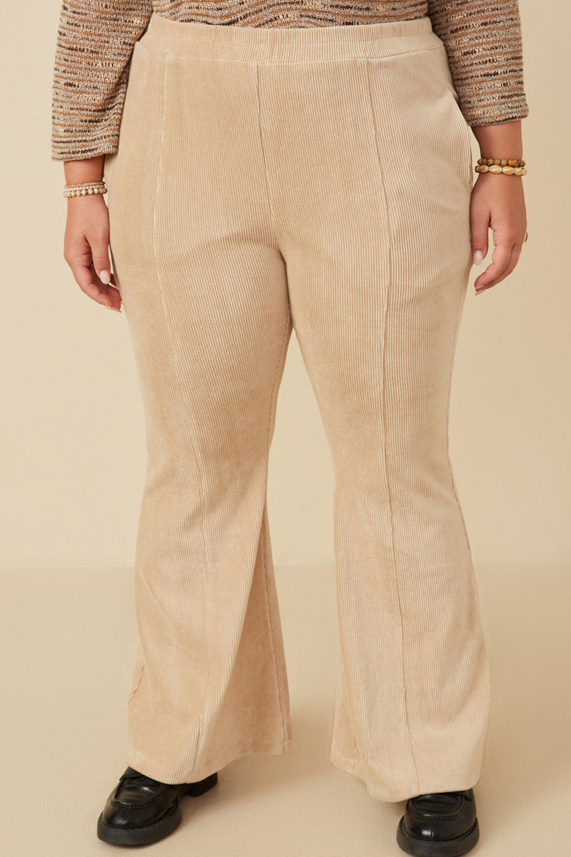 Pleat Detail Pocketed Corduroy Pants
