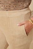 HY7613W Beige Plus Pleat Gif Pocketed Corduroy Pants Gif