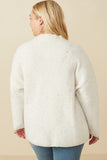 HY7642W Ivory Plus Speckled Mock Neck Drop Shoulder Sweater Detail