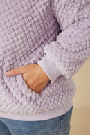 HY7687 Lavender Womens Quilted Plush Hooded Jacket Side