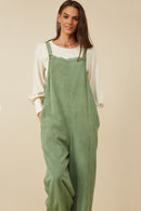 HY7714 Olive Womens Washed Straight Leg Overall Gif