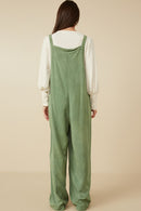 HY7714 Olive Womens Washed Straight Leg Overall Detail