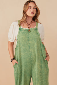 HY7714W Olive Plus Washed Straight Leg Overall Gif