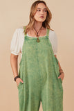 HY7714W Olive Plus Washed Straight Leg Overall Gif