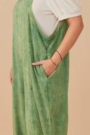 HY7714W Olive Plus Washed Straight Leg Overall Front