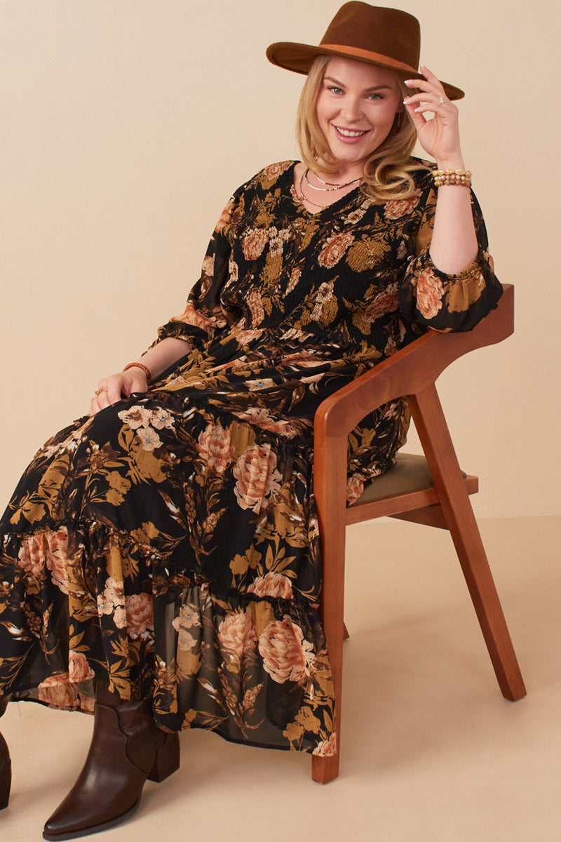 Romantic Floral Panel Dress For Women | Boho Inspired Inclusive Outfits Black / L Black *Women's Dresses Casual Dresses Hayden Los Angeles Romantic Floral Panel Dress For Women | Boho Inspired Inclusive Outfits Black / L Black *Women's Dresses Casual Dresses Hayden Los Angeles