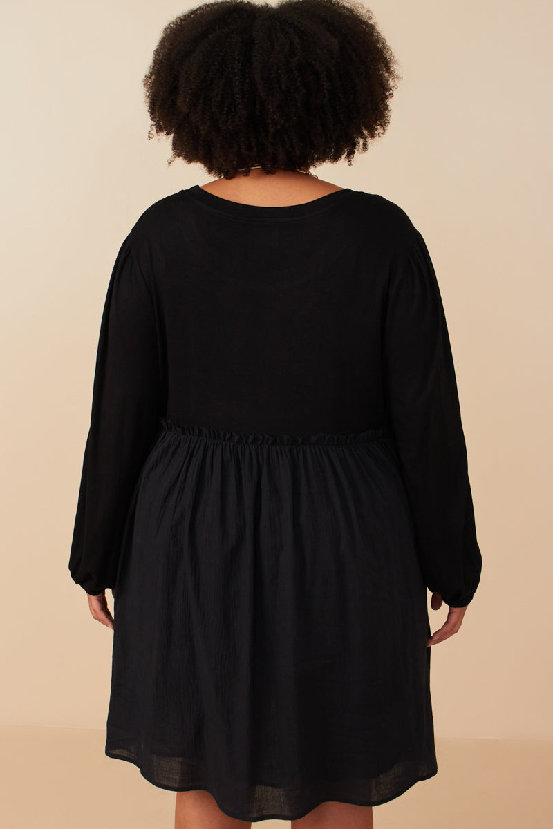 Womens Mix Media Sweet Heart Line Dress | Boho Inspired Inclusive Outfits Black / S Black *Women's Dresses Casual Dresses Hayden Los Angeles Womens Mix Media Sweet Heart Line Dress | Boho Inspired Inclusive Outfits Black / S Black *Women's Dresses Casual Dresses Hayden Los Angeles