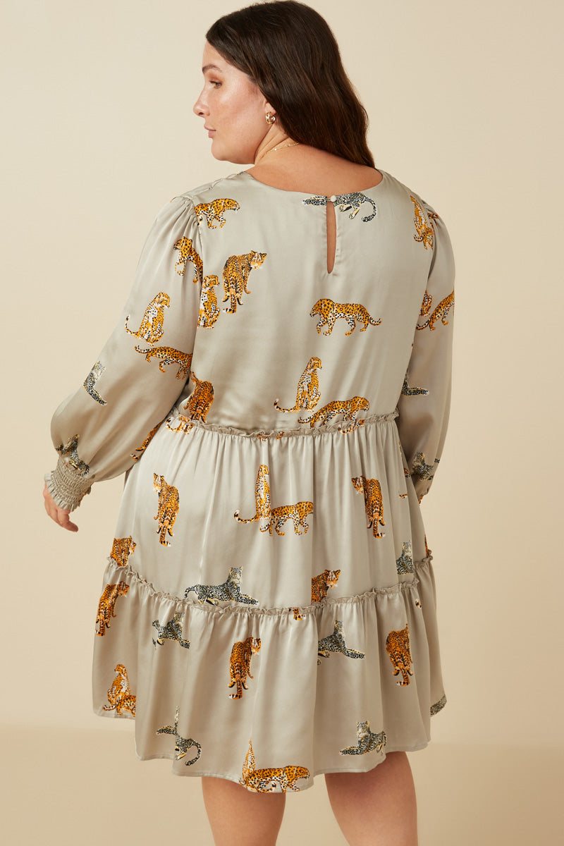 Smocked V-Neck Leopard Printed Dress for Women| Boho Inspired Inclusive Outfits Grey / 3XL Grey *Women's Dresses Casual Dresses Hayden Los Angeles Smocked V-Neck Leopard Printed Dress for Women| Boho Inspired Inclusive Outfits Grey / 3XL Grey *Women's Dresses Casual Dresses Hayden Los Angeles