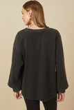 HY7776 Red Womens Tonal Star Patch Washed Sweatshirt Front