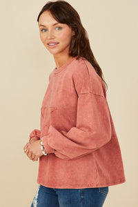 HY7776W Black Plus Tonal Star Patch Washed Sweatshirt Front