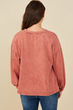 HY7776 Black Womens Tonal Star Patch Washed Sweatshirt Gif