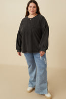 HY7776W Red Plus Tonal Star Patch Washed Sweatshirt Front