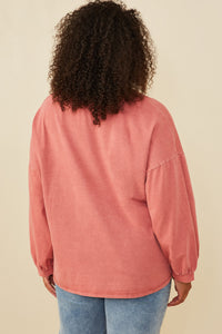 HY7776W Black Plus Tonal Star Patch Washed Sweatshirt Full Body