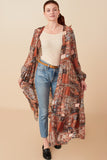 HY7903W Brown Plus Paisley Patch Print Long Sleeve Front