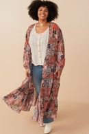 HY7903W Brown Plus Paisley Patch Print Long Sleeve Back