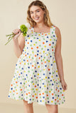 Ditsy Heart Tiered Elastic Shoulder Tank Dress