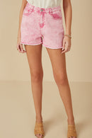 HY7995W Pink Plus Washed Cutoff Denim Shorts Front