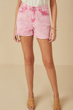 HY7995W Pink Plus Washed Cutoff Denim Shorts Front