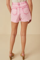 HY7995 Pink Womens Washed Cutoff Denim Shorts  Back