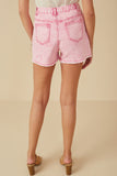HY7995 Pink Womens Washed Cutoff Denim Shorts  Back