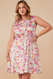 Floral Print Fit And Flare Satin Dress