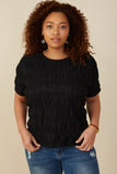 HY8020 Womens Textured Slinky Tiered Top Front