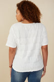 HY8020W Off White Plus Textured Slinky Tiered Top Detail