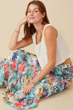 HY8035W Blue Mix Plus Vivid Floral Tiered Chiffon Maxi Skirt Gif