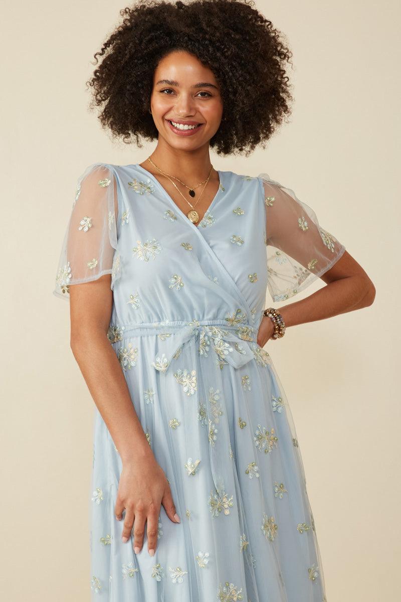 floral embroidered dress mesh 20s Embroidered Mesh Dress