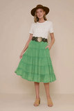 HY8073 Green Womens Two Tone Washed Tiered Skirt Gif