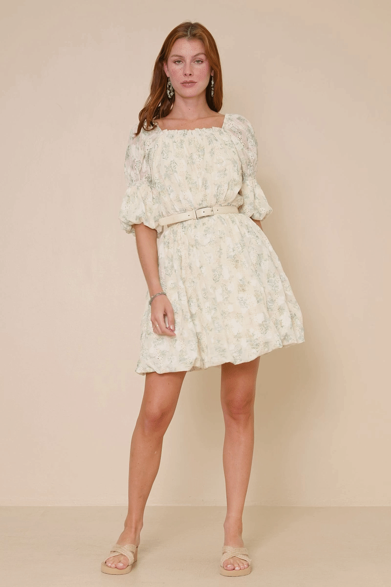 Womens Floral Printed Puff Sleeve Dress | Boho Inspired Inclusive Outfits Cream / M Cream *Women's Dresses Casual Dresses Hayden Los Angeles Womens Floral Printed Puff Sleeve Dress | Boho Inspired Inclusive Outfits Cream / M Cream *Women's Dresses Casual Dresses Hayden Los Angeles