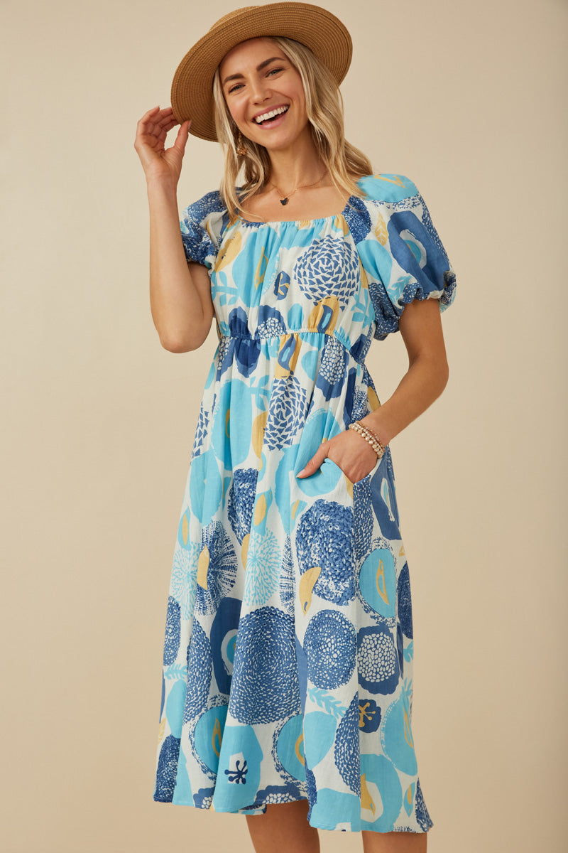 Floral Cotton Linen Square Neck Dress for Women | Boho Inspired Inclusive Outfits Blue / S Blue *Women's Dresses Casual Dresses Hayden Los Angeles Floral Cotton Linen Square Neck Dress for Women | Boho Inspired Inclusive Outfits Blue / S Blue *Women's Dresses Casual Dresses Hayden Los Angeles