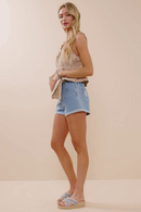 HY8199 Womens Floral Embossed Elastic Strap Cropped Peplum Top Gif