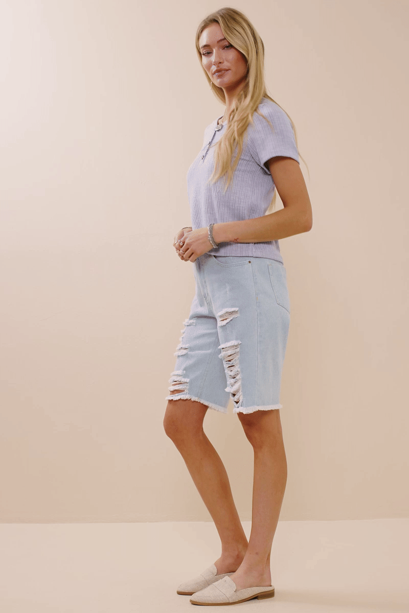 HY8209 Womens Rib Knit Marled Henley Gif