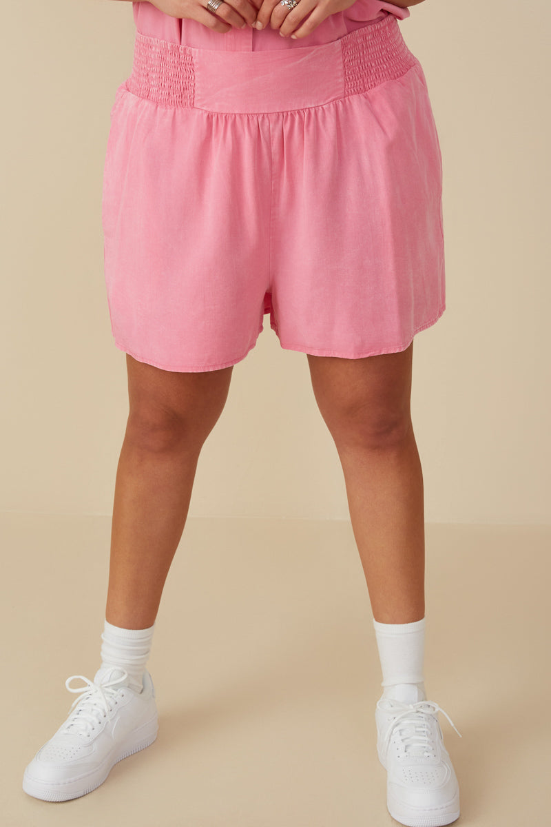 Garment Dyed Smock Detail Shorts