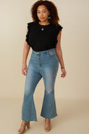 HY8264W Beige Plus Ribbed Ruffled Detail Knit Tank Side