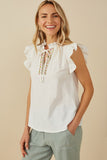 Womens Embroidered Tape Detail Ruffled Tank