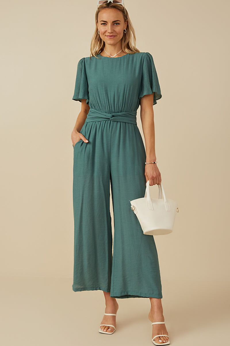 Twist Waist Wide Leg Jumpsuit
