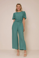 HY8329 Teal Womens Twist Waist Wideleg Jumpsuit Gif