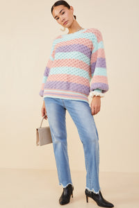 HY8342 Mint Mix Womens Color Block Chunky Sweater Gif