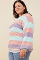 HY8342W Mint Mix Plus Color Block Chunky Sweater Gif