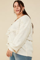 HY8343W Pink Plus Lace Frilled Buttoned Sweater Cardigan Gif