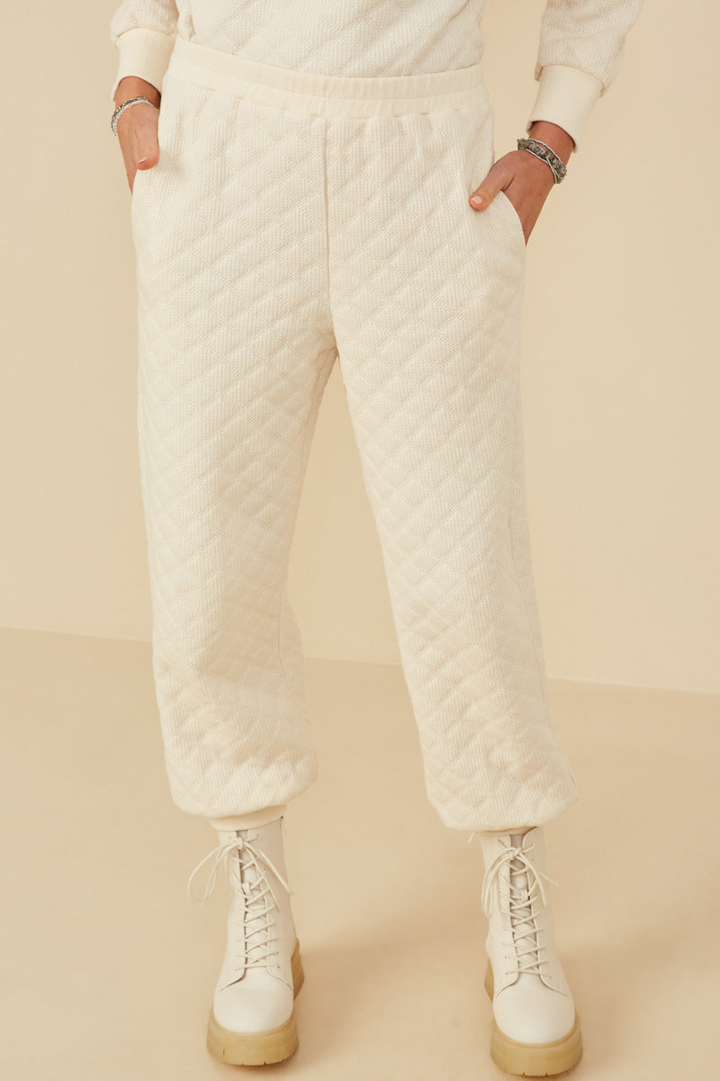 Quilted Elastic Waist Knit Pants