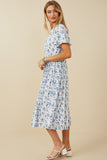 HY8396 Womens Ditsy Floral Pleated Skirt Dress Front