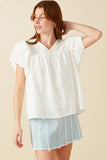 Crochet Floral Detailed Ruffle Sleeve Top