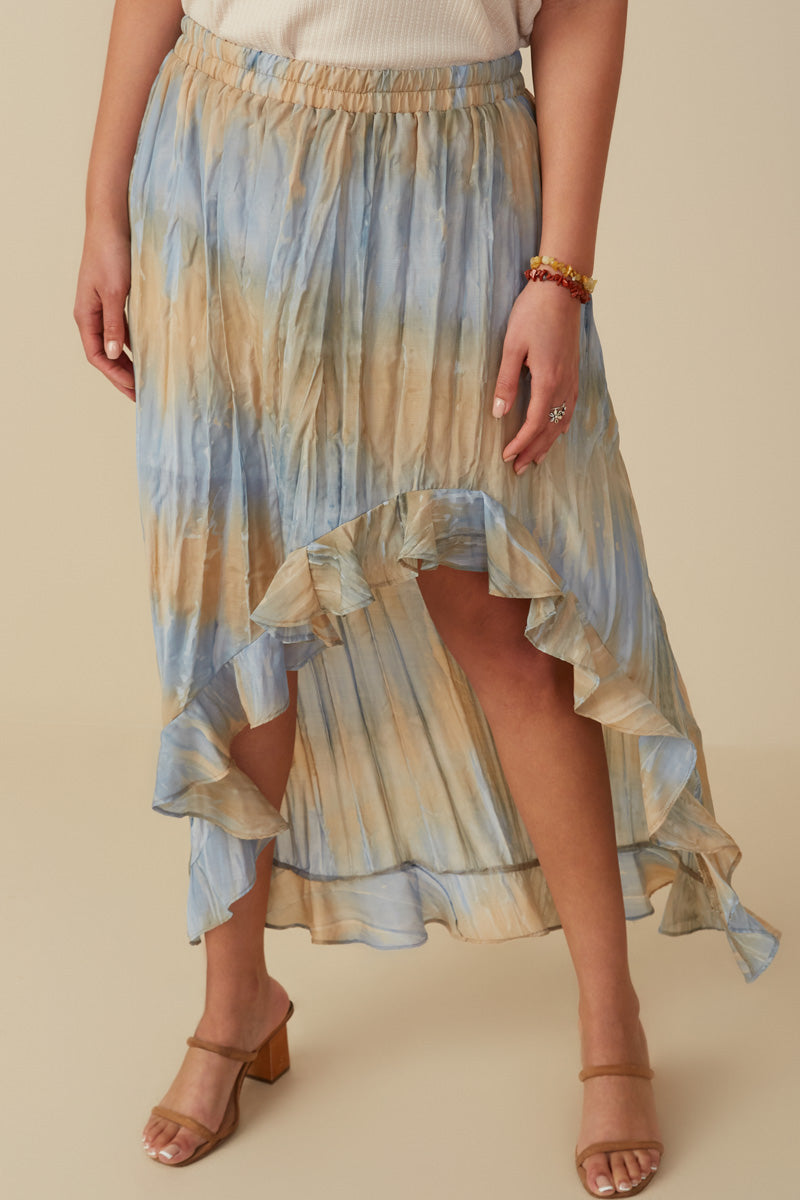 Crinkle Textured Asymmetric High Low Skirt