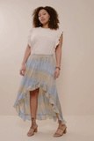 HY8448W Blue Mix Plus Crinkle Textured Asymmetric High Low Skirt Gif