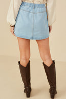 HY8451 Black Womens Box Pleated Washed Denim Skirt Gif