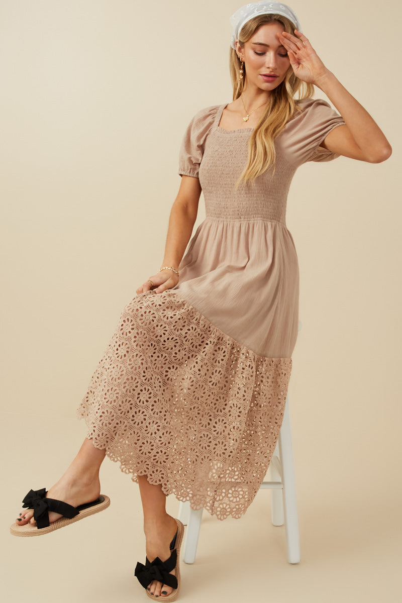 boho smocked dress SHILO BOHO CHIC TIERED MINI DRESS